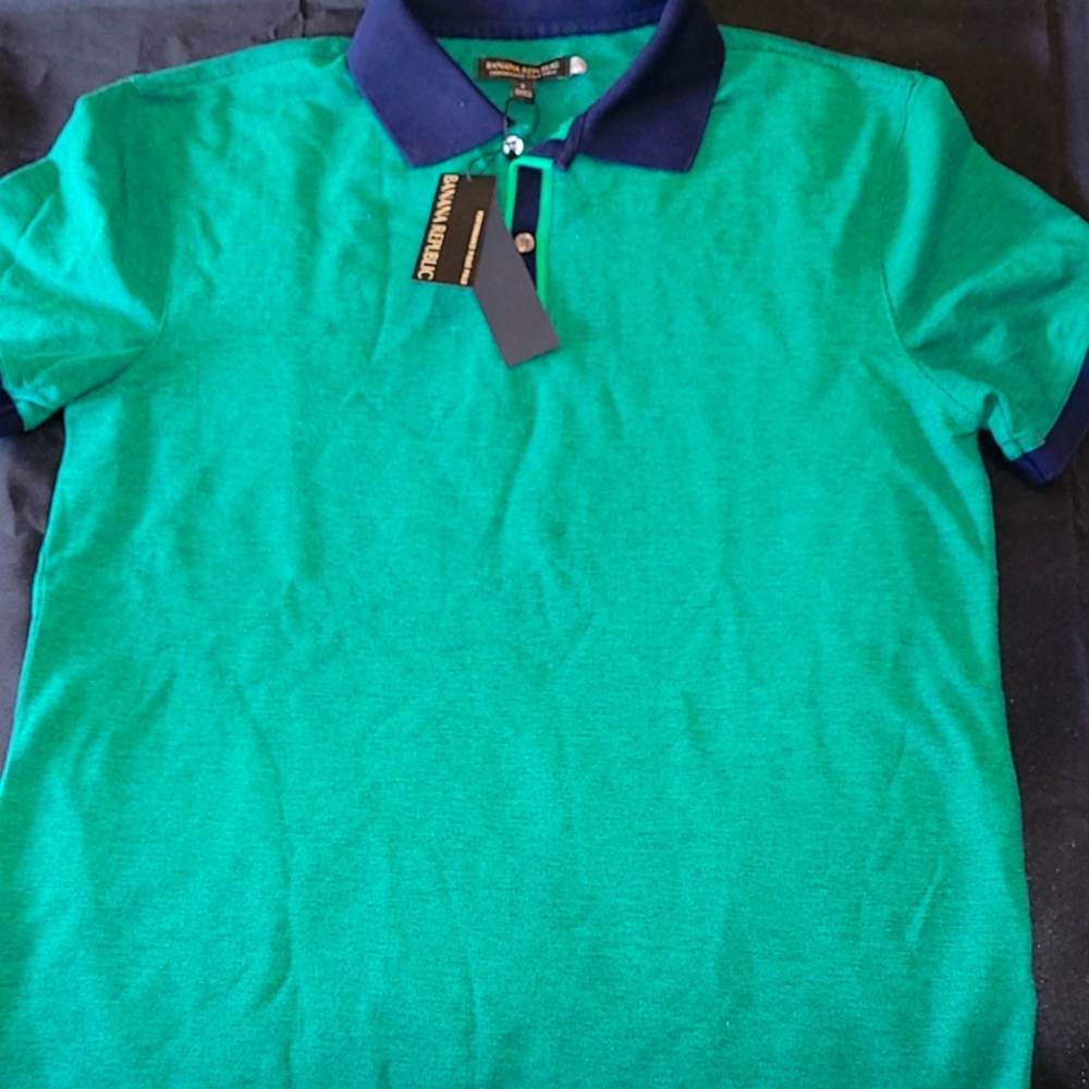 Banana Republic Polo Green & Drk Blue collar, Small